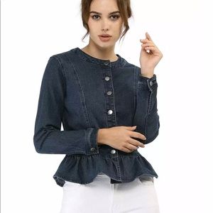 Allegra K Womens Peplum Denim Jacket size XL